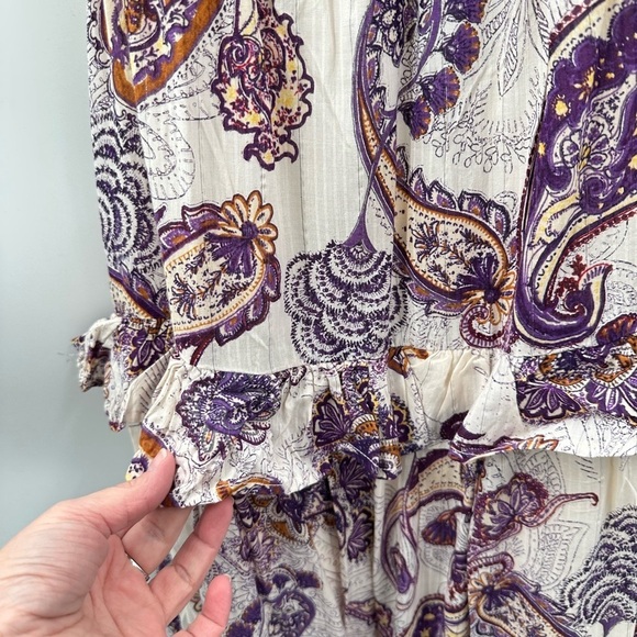 BAND OF THE FREE Paisley purple loose fit woman cottagecore maxi dress NWT M - Picture 5 of 15